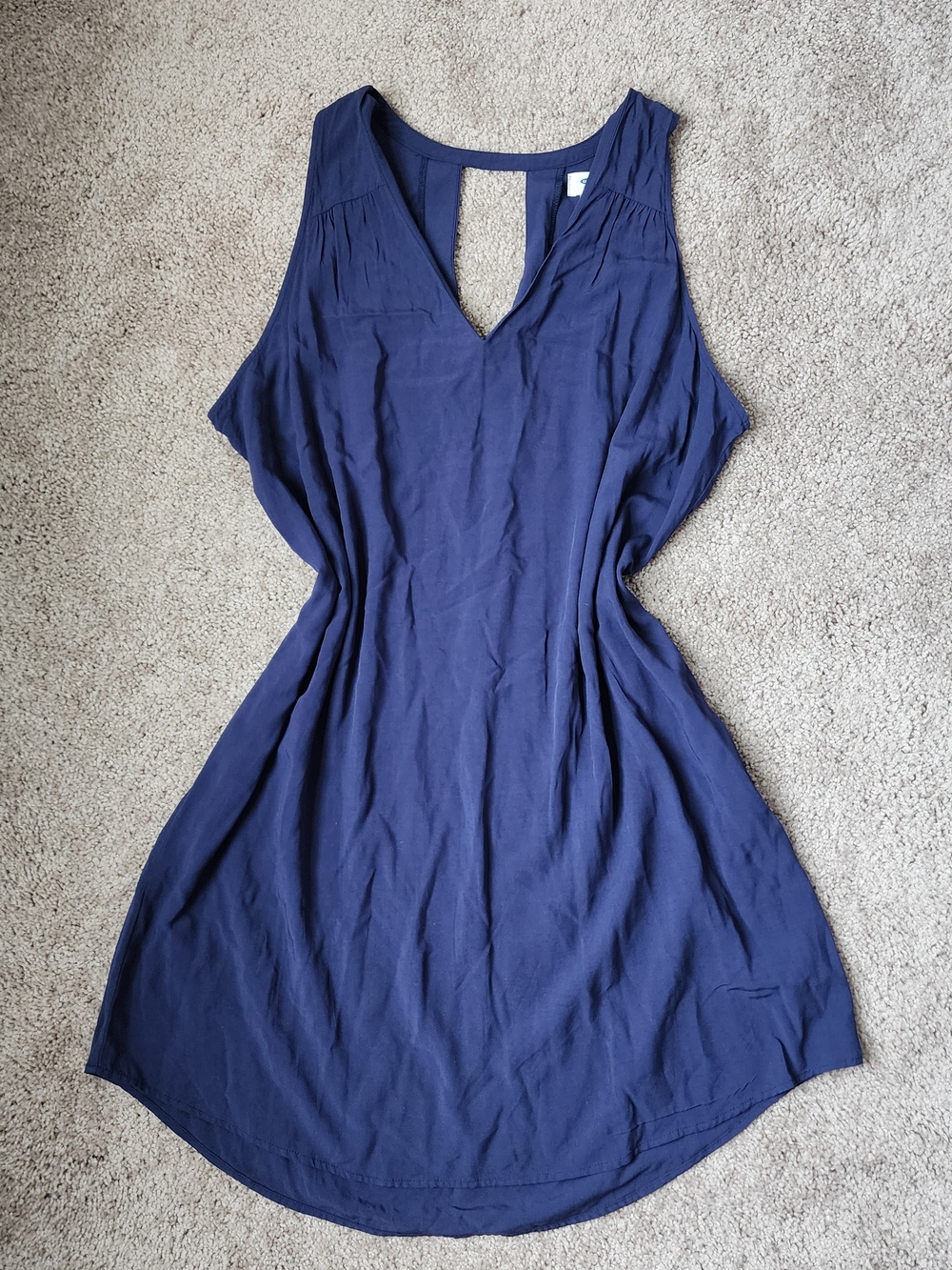 Sleeveless Navy V-Neck Women's Dress